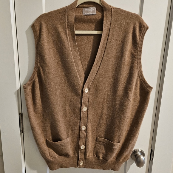 Ben Silver by William Lockie 4-Button Tan Pure Camelhair Sweater Vest - Size XXL